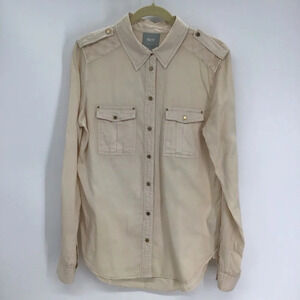 Maeve By Anthropologie Long Sleeve Snap-Up Western Style Shirt Creme Size 6
